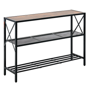 Konsola wąska 3-poziomowy 106 cm metalowa półka do salonu i przedpokoju 870871