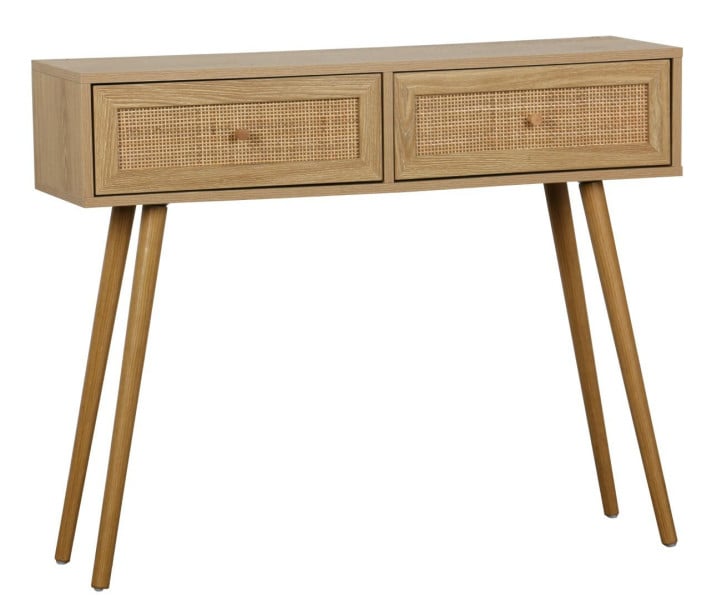 KONSOLA Z 2 SZUFLADAMI Ballo naturalna DREWNO I RATTAN 376798