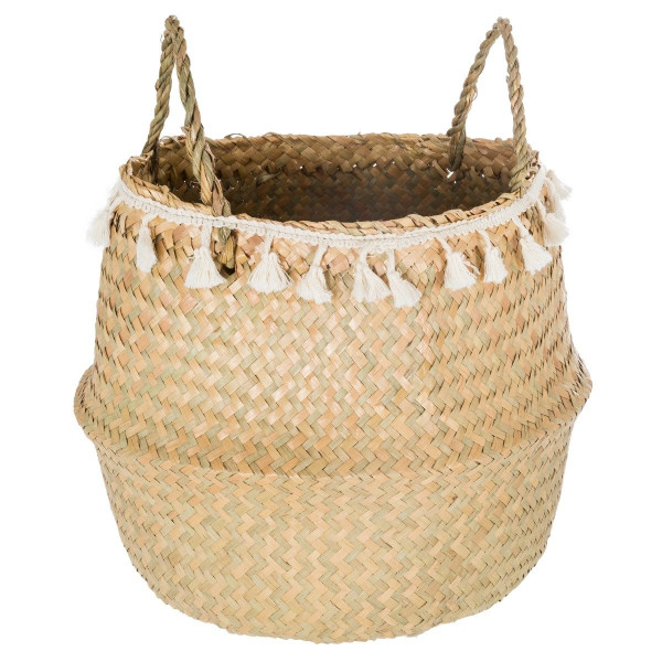 Kosz dekoracyjny z trawy morskiej, pleciony, Ø 31 cm 150044