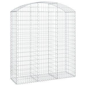 Kosz Gabionowy Łukowaty Siatka Ogrodzenie Ścianka Stal 150x50x160/180 cm 664946 Kosz Gabionowy Łukowaty Siatka Ogrodzenie Ścianka Stal 150x50x160/180 cm 664946