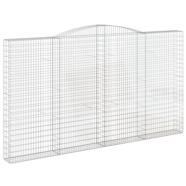 Kosz Gabionowy Łukowaty Siatka Ogrodzenie Ścianka Stal 400x30x220/240 cm 663928