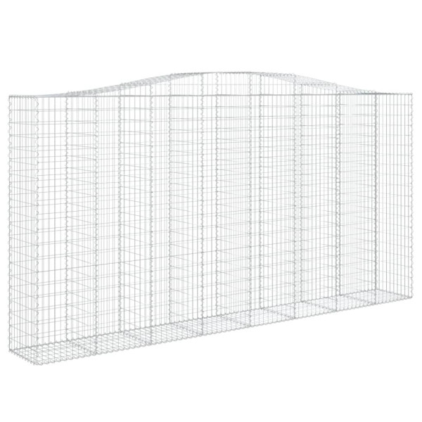 Kosz Gabionowy Łukowaty Siatka Ogrodzenie Ścianka Stal 400x50x200/220 cm 664036