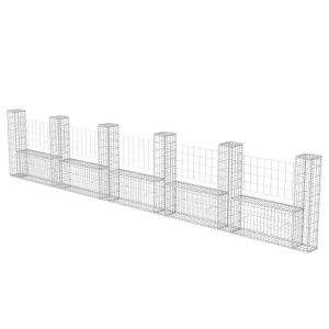 Kosz Gabionowy Ogrodzenie Płot Ściana Gabionowa Stal 570x20x100 cm Srebrny 874348 Kosz Gabionowy Ogrodzenie Płot Ściana Gabionowa Stal 570x20x100 cm Srebrny 874348