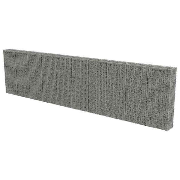 Kosz Gabionowy Ogrodzenie Płot Ściana Gabionowa Stal 600x30x150 cm Srebrny 874346