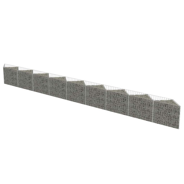 Kosz Gabionowy Ogrodzenie Płot Ściana Gabionowa Stal 630x30x50 cm Srebrny 882243