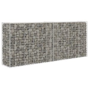 Kosz Gabionowy Ogrodzenie Płot Ściana Gabionowa Stal 85x30x200 cm Srebrny 882218