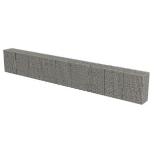 Kosz Gabionowy Ogrodzenie Płot Ściana Gabionowa Stal 900x50x100 cm Srebrny 874371