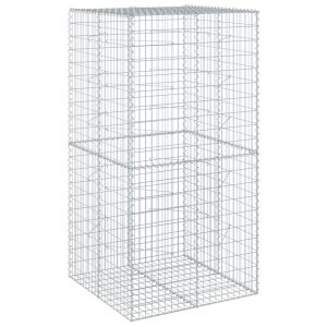 Kosz Gabionowy z Pokrywą Siatka Ogrodzenie Ścianka Stal 100x100x200 cm 663875