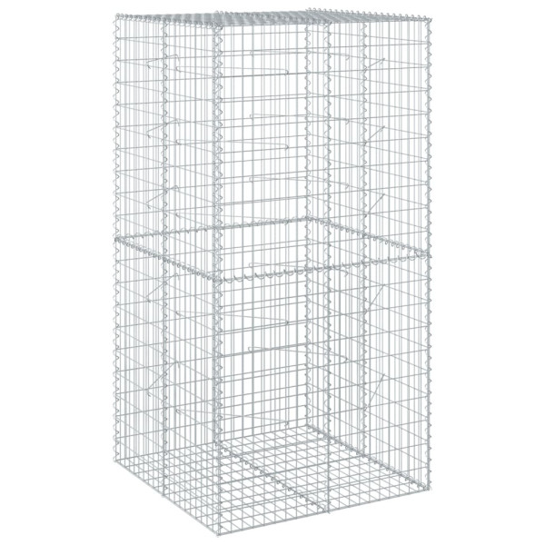 Kosz Gabionowy z Pokrywą Siatka Ogrodzenie Ścianka Stal 100x100x200 cm 663875