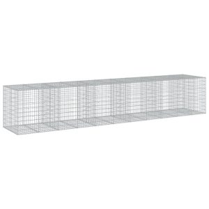 Kosz Gabionowy z Pokrywą Siatka Ogrodzenie Ścianka Stal 550x100x100 cm 664959 Kosz Gabionowy z Pokrywą Siatka Ogrodzenie Ścianka Stal 550x100x100 cm 664959