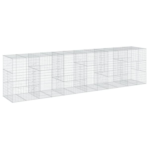 Kosz Gabionowy z Pokrywą Siatka Ogrodzenie Ścianka Stal 600x100x150 cm 663520