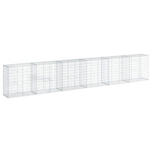 Kosz Gabionowy z Pokrywą Siatka Ogrodzenie Ścianka Stal 600x50x100 cm 663822 Kosz Gabionowy z Pokrywą Siatka Ogrodzenie Ścianka Stal 600x50x100 cm 663822