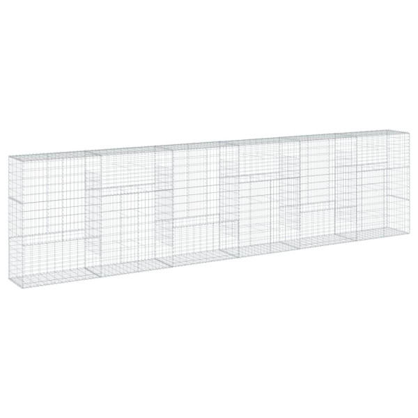 Kosz Gabionowy z Pokrywą Siatka Ogrodzenie Ścianka Stal 600x50x150 cm 663595