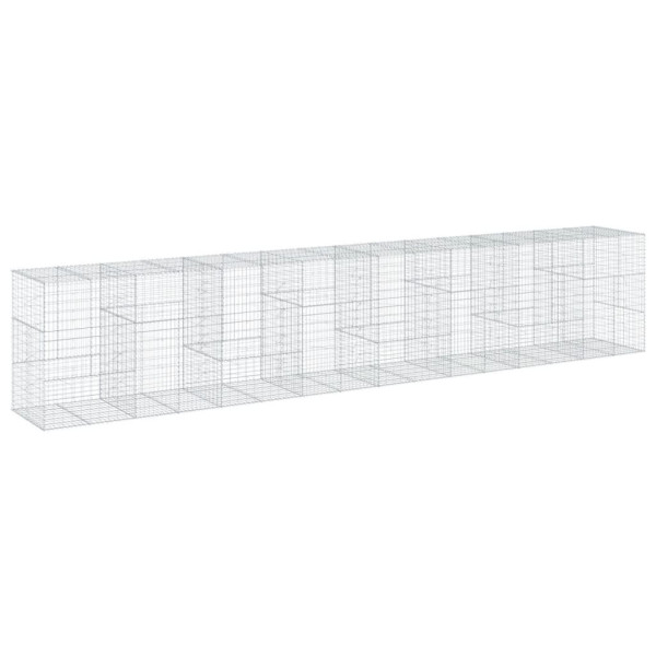 Kosz Gabionowy z Pokrywą Siatka Ogrodzenie Ścianka Stal 800x100x150 cm 663508