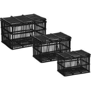Kosz kufer rattanowy czarny 3 szt. Nero 144540 Kosz kufer rattanowy czarny 3 szt. Nero 144540