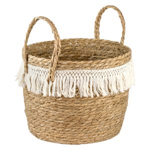 Kosz naturalny pleciony z frędzlami S 28 cm 49809