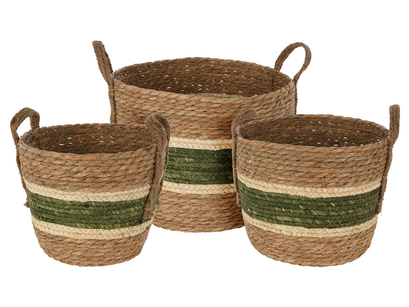 Kosz naturalny z uszami 29 cm brązowo-zielony 45445