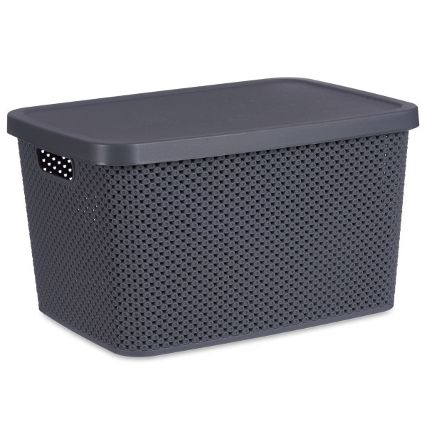 Kosz plastikowy z pokrywką, organizer, 19 l 150065