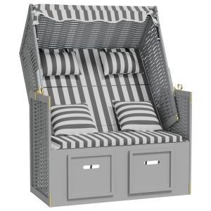 Kosz plażowy Szary Technorattan vidaXL 565265 Kosz plażowy Szary Technorattan vidaXL 565265