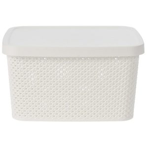 Kosz z pokrywką pojemnik ażurowy biały 27 cm 7 L 386622 Kosz z pokrywką pojemnik ażurowy biały 27 cm 7 L 386622