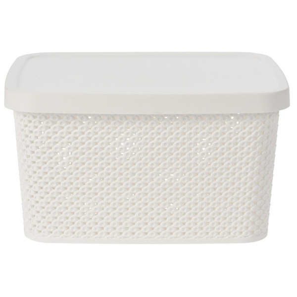Kosz z pokrywką pojemnik ażurowy biały 27 cm 7 L 386622