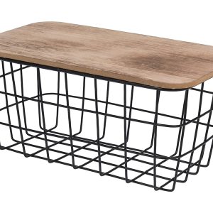 Koszyk metalowy z drewnianą pokrywką 15×26 cm 38158 Koszyk metalowy z drewnianą pokrywką 15×26 cm 38158