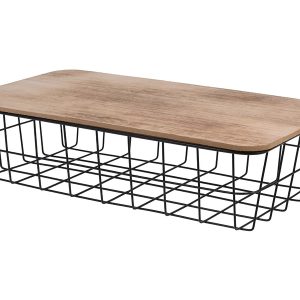 Koszyk metalowy z drewnianą pokrywką 23×40 cm 38160 Koszyk metalowy z drewnianą pokrywką 23×40 cm 38160