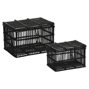Koszyki dekoracyjne rattanowe, czarne, 3 sztuki 150498 Koszyki dekoracyjne rattanowe, czarne, 3 sztuki 150498