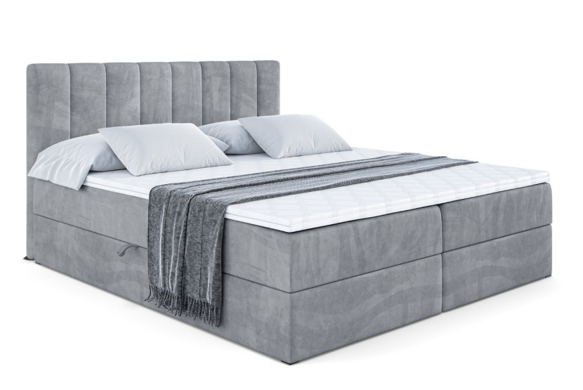 Łóżko kontynentalne z pojemnikiem i materacem H4 OTTA - 200x200cm 235046