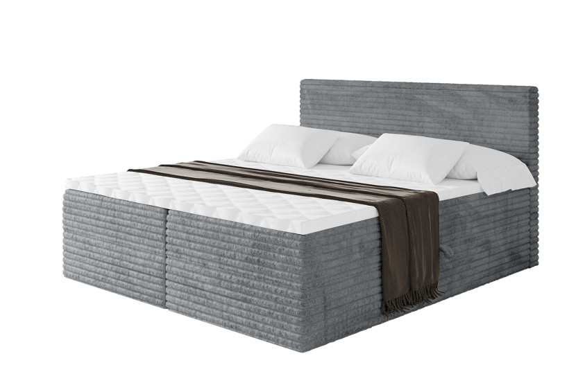 Łóżko kontynentalne z pojemnikiem i materacem H4 TOLO-v1 - 200x200cm 881430