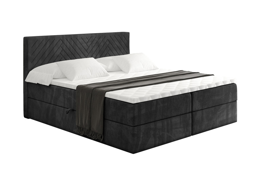 Łóżko kontynentalne z pojemnikiem i materacem H4 - VEXA - 120x200cm 524784