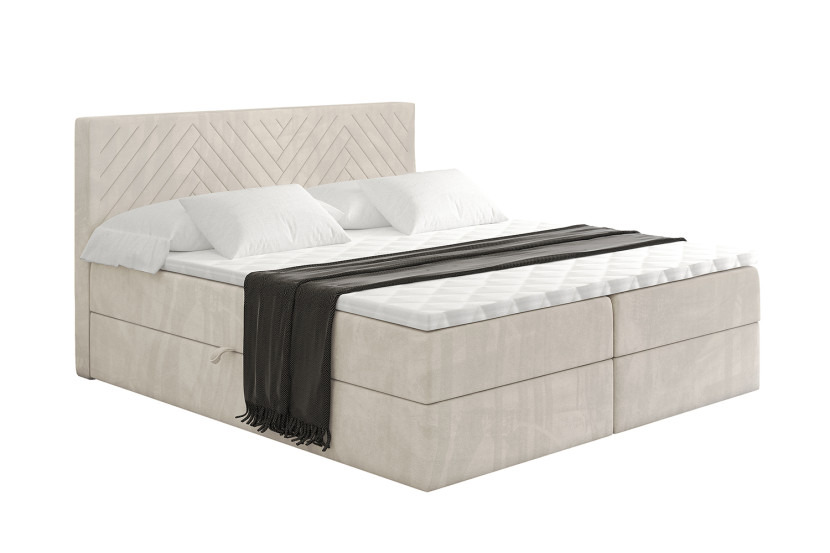 Łóżko kontynentalne z pojemnikiem i materacem H4 - VEXA - 120x200cm 524691