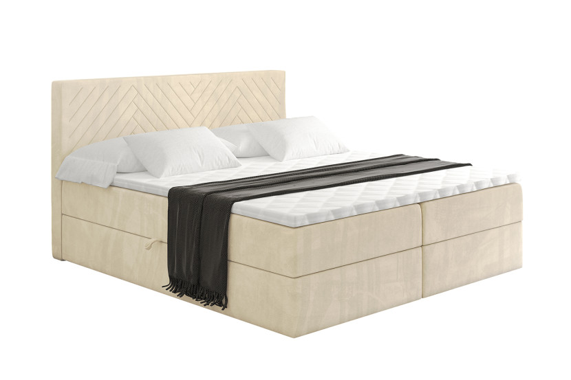 Łóżko kontynentalne z pojemnikiem i materacem H4 - VEXA - 160x200cm 524732