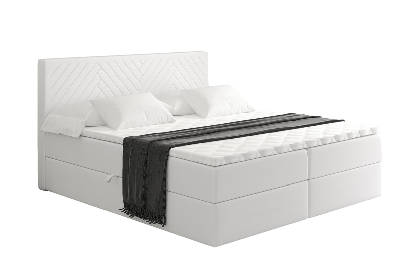Łóżko kontynentalne z pojemnikiem i materacem H4 - VEXA - 160x200cm 524978