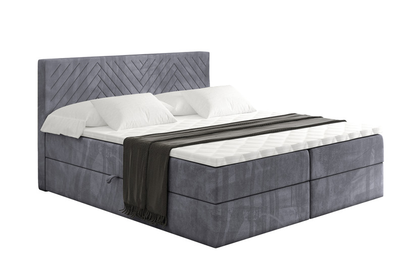 Łóżko kontynentalne z pojemnikiem i materacem H4 - VEXA - 180x200cm 524629