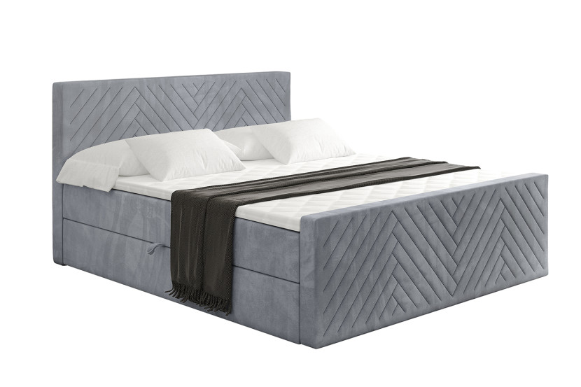 Łóżko kontynentalne z pojemnikiem i materacem H4 - VEXA-Z - 180x200 cm 524711