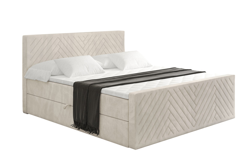 Łóżko kontynentalne z pojemnikiem i materacem H4 - VEXA-Z - 200x200 cm 524890
