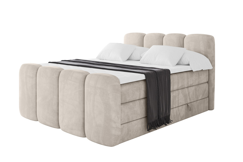 Łóżko kontynentalne z pojemnikiem i materacem NINA-Z KING 200x200cm 901873