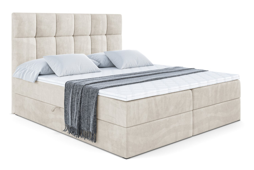 Łóżko kontynentalne z pojemnikiem i materacem RICAR - 180x200 cm 129412