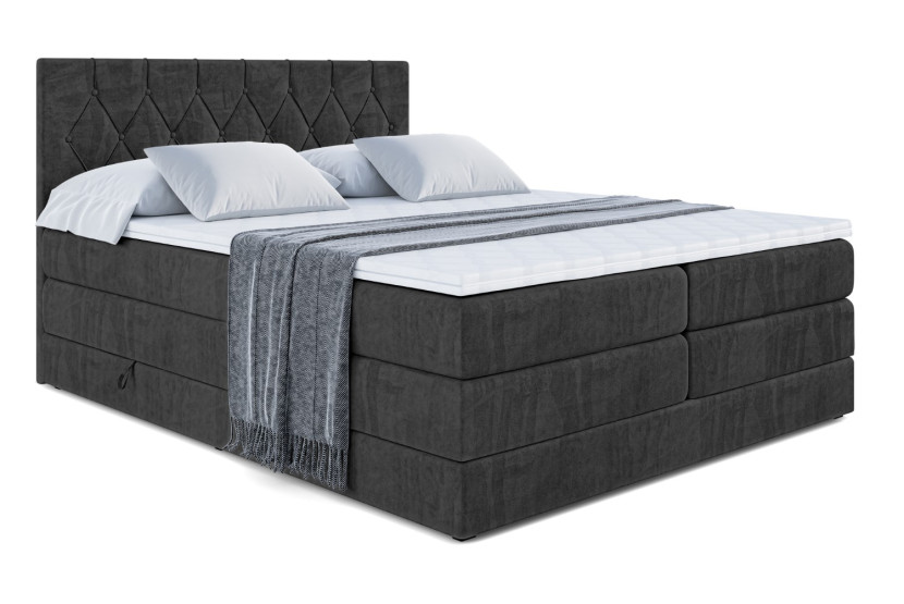 Łóżko kontynentalne z pojemnikiem i materacem VELANTO KING - 160x200 cm 429564