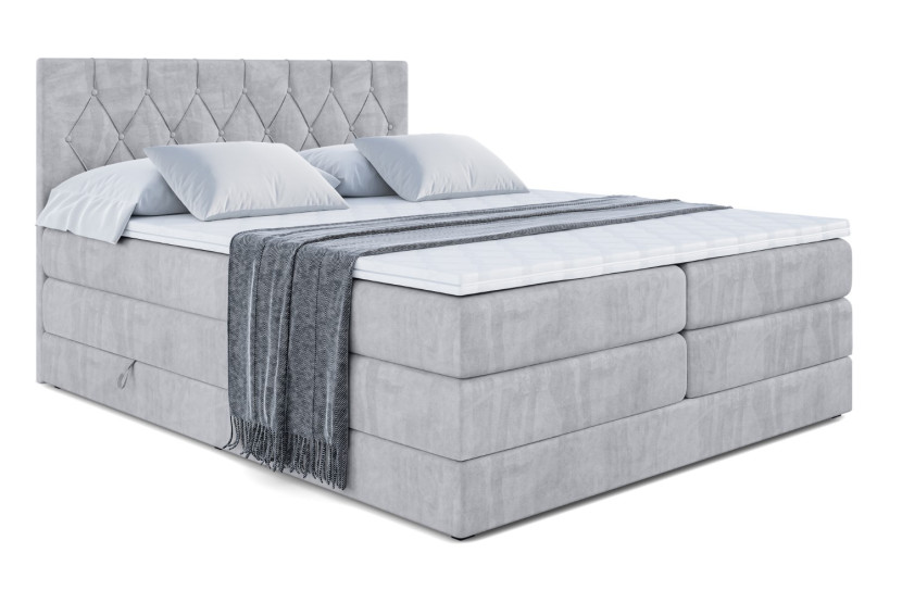 Łóżko kontynentalne z pojemnikiem i materacem VELANTO KING - 200x200 cm 429306