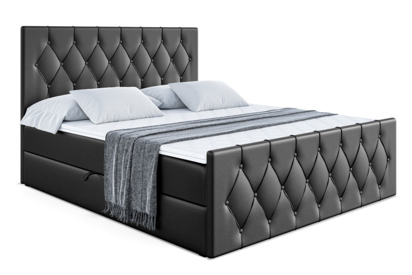 Łóżko kontynentalne z pojemnikiem i materacem VELANTO-Z - 200x200 cm 133052