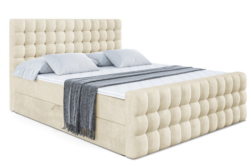Łóżko kontynentalne z pojemnikiem i materacem VIONE-Z - 120x200 cm 429320