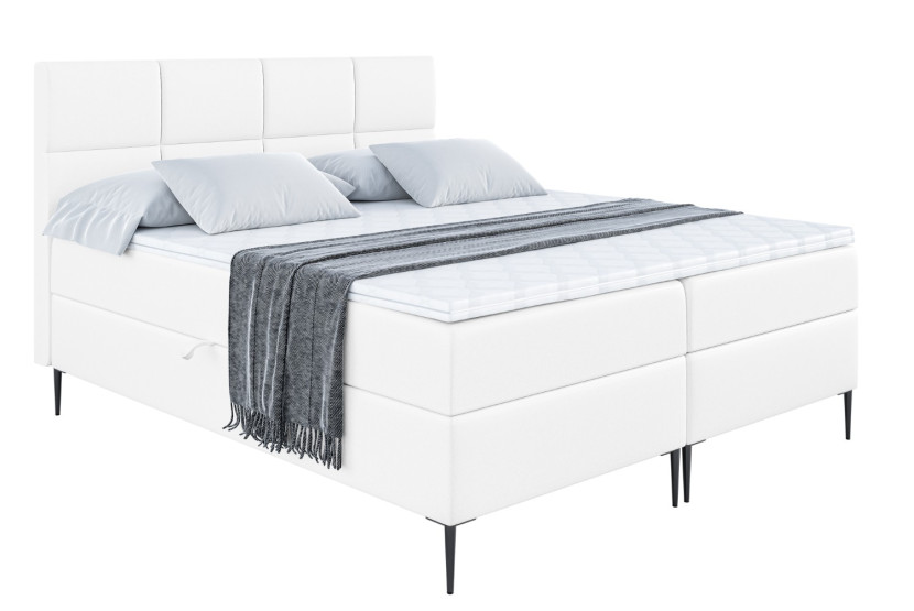 Łóżko kontynentalne z pojemnikiem, materacem i nóżkami ARDENI-FC 160x200 cm 612345
