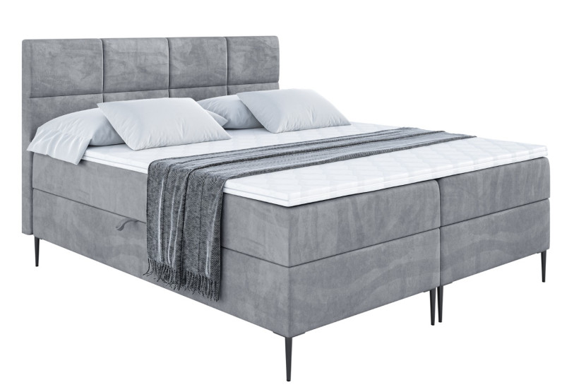 Łóżko kontynentalne z pojemnikiem, materacem i nóżkami ARDENI-FC 200x200 cm 613715