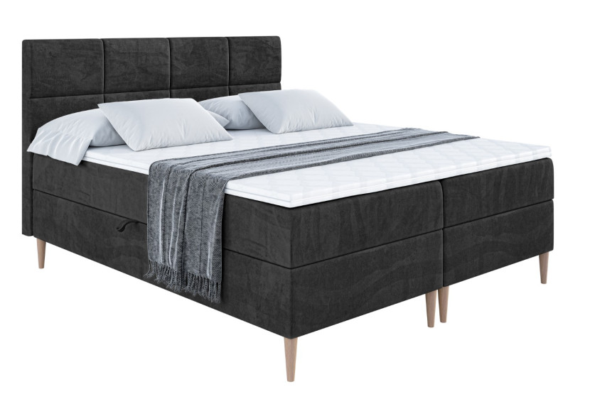 Łóżko kontynentalne z pojemnikiem, materacem i nóżkami ARDENI-FD 120x200 cm 614518