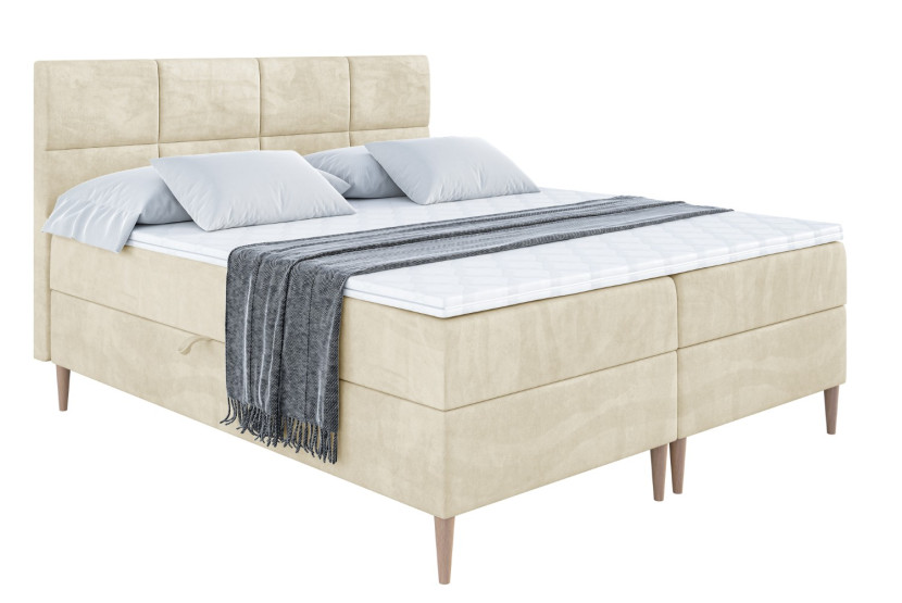 Łóżko kontynentalne z pojemnikiem, materacem i nóżkami ARDENI-FD 140x200 cm 615505