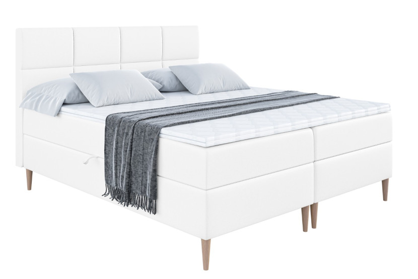 Łóżko kontynentalne z pojemnikiem, materacem i nóżkami ARDENI-FD 140x200 cm 731633