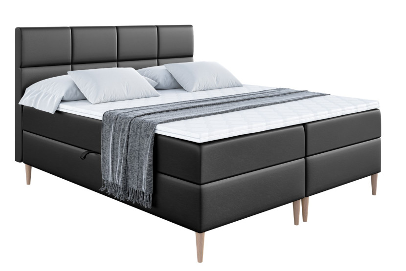 Łóżko kontynentalne z pojemnikiem, materacem i nóżkami ARDENI-FD 140x200 cm 610899