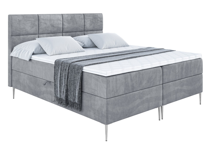 Łóżko kontynentalne z pojemnikiem, materacem i nóżkami ARDENI-FS 140x200 cm 610060